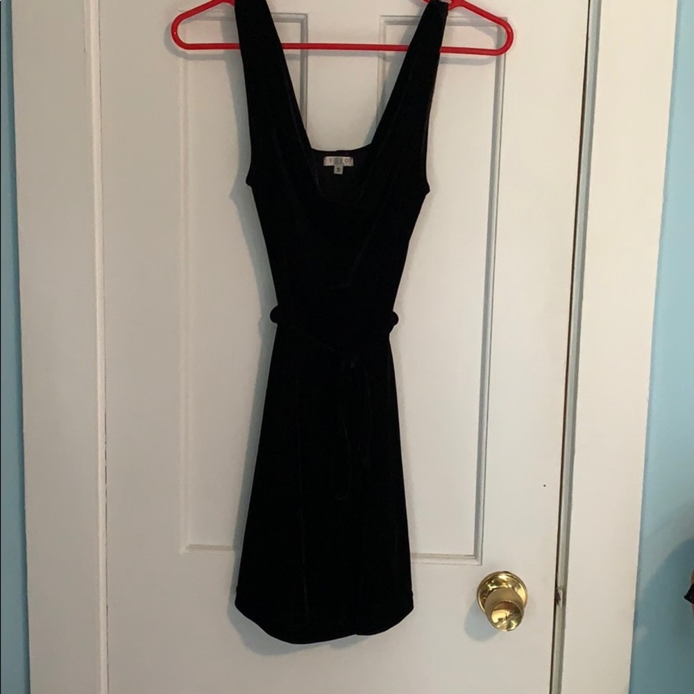 Black velvet party dress.